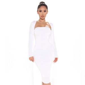 Still Fallin’ For Him Dress Set- white FASHIONNOVA